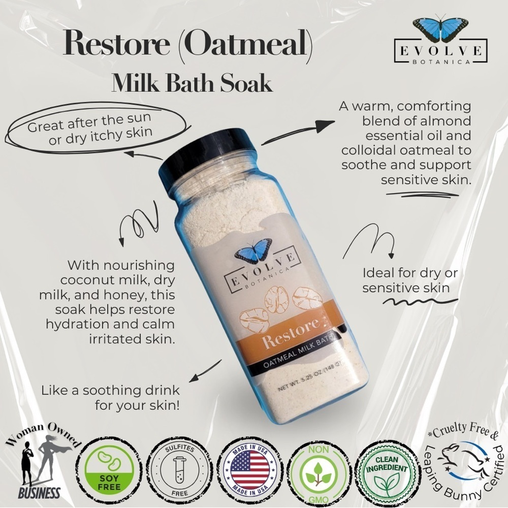 NWT Evolve Botanica | Restore Oatmeal Milk Bath | 5.25 Oz - Picture 2 of 6